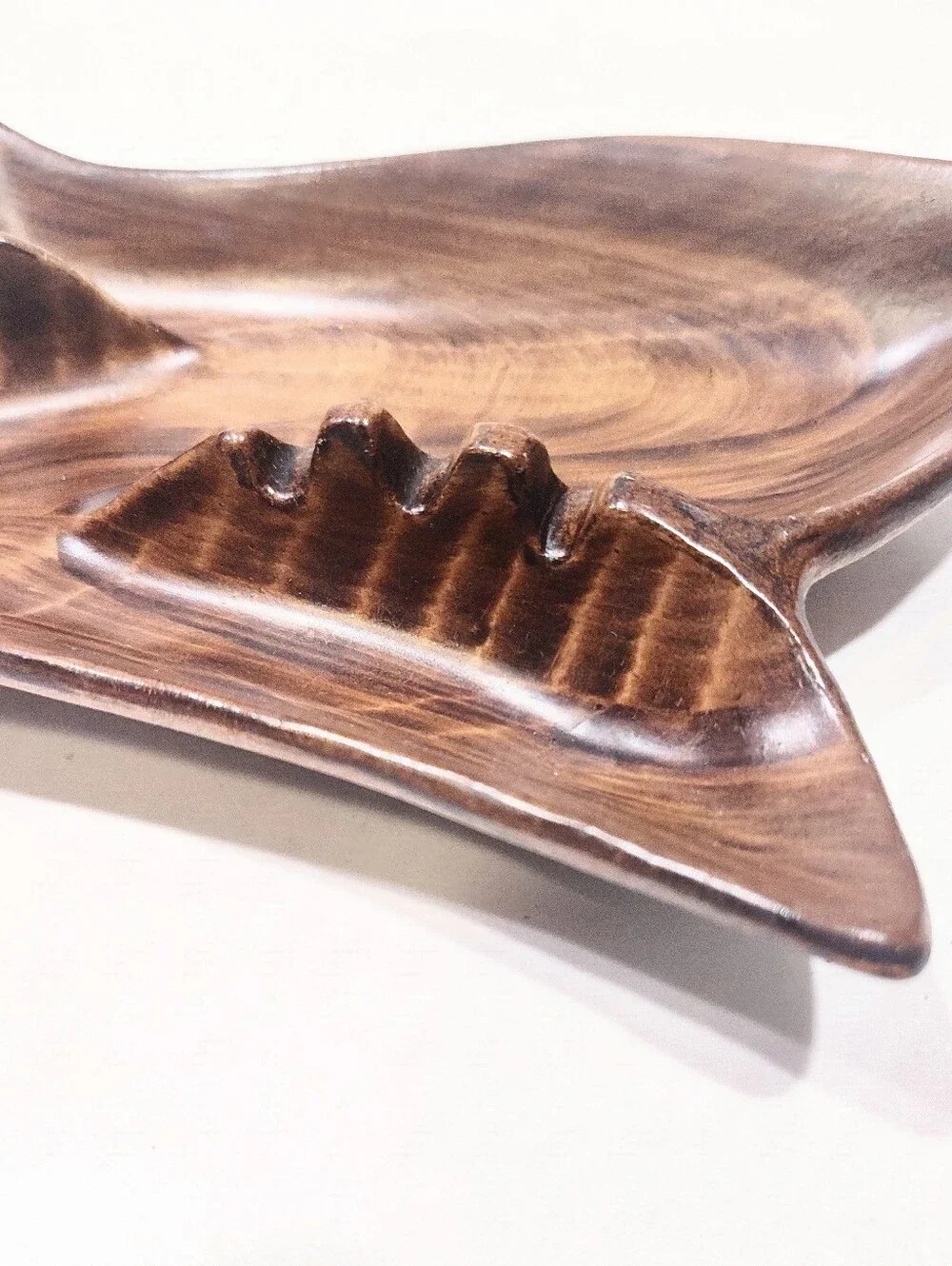 Vintage MCM Cal Style Pottery Ashtray 2510 Faux Bois Wood Grain Atomic Boomerang